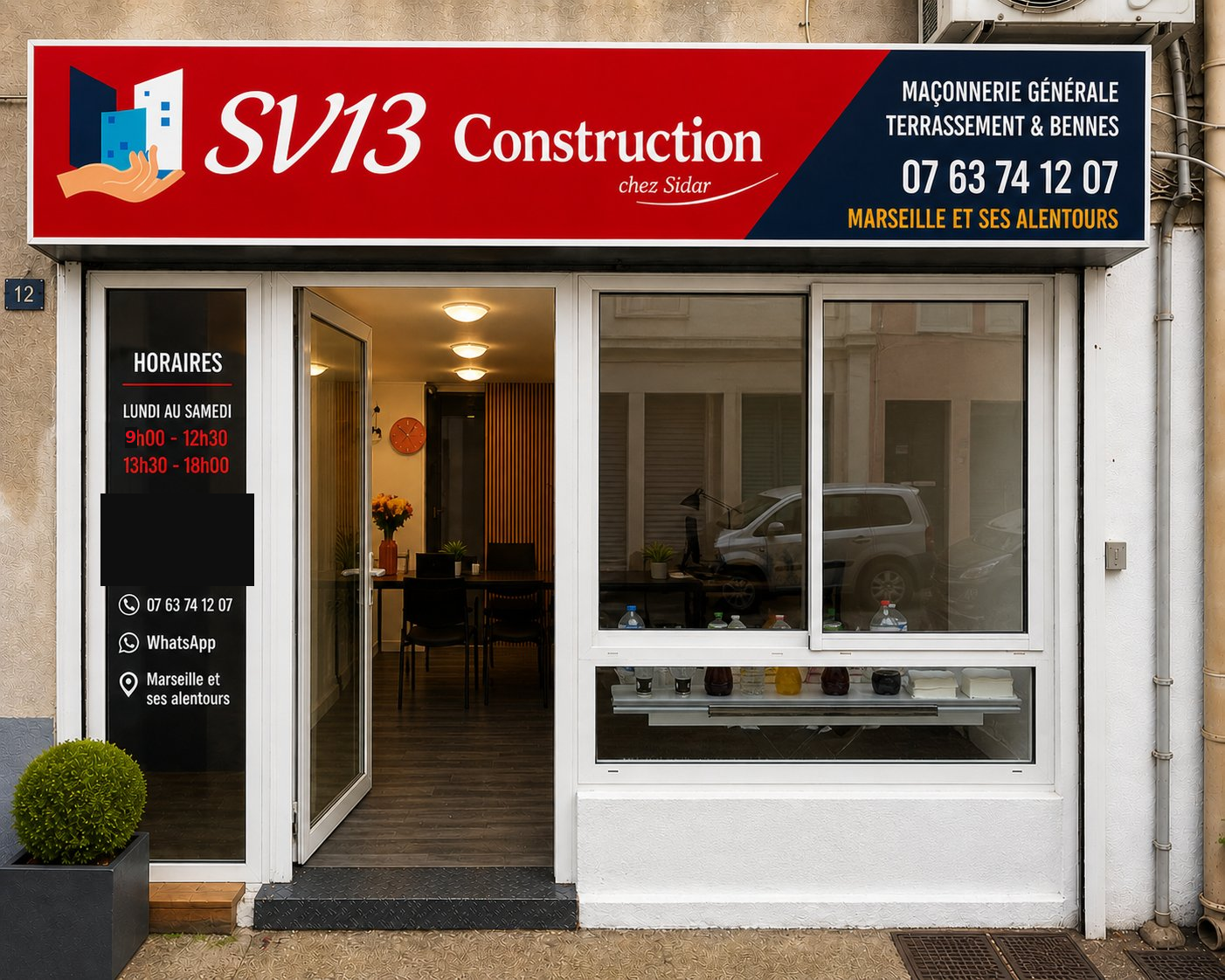 Devanture SV13 Construction à Martigues - 12 Avenue Frédéric Mistral